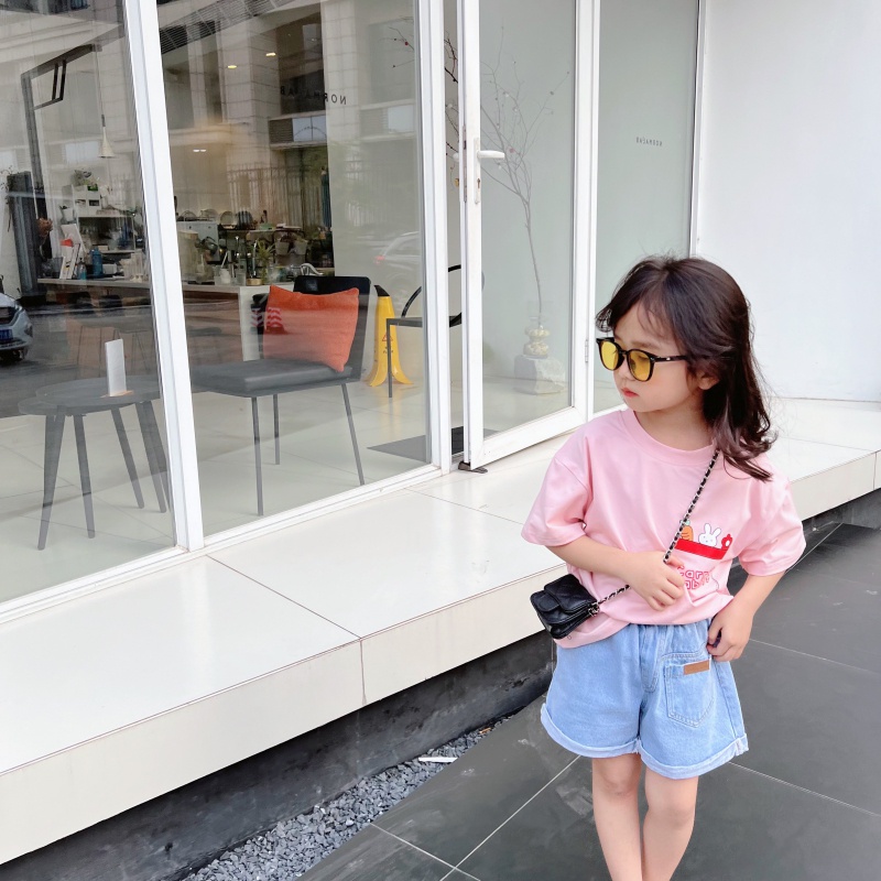 Áo Thun Tay Ngắn Có Túi In Hình Động Vật Hoạt Hình Phong Cách Phương Tây Dành Cho Bé Gái