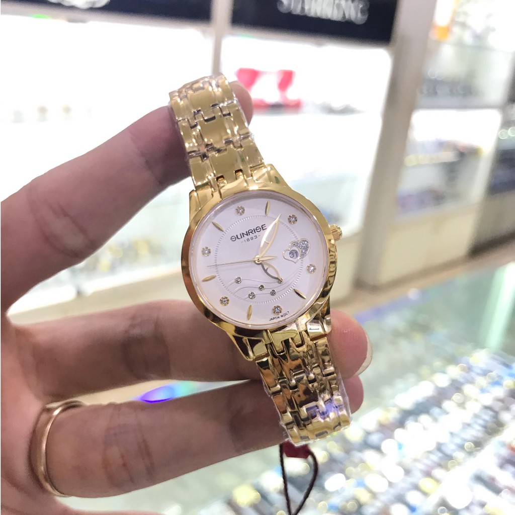 Đồng hồ nữ SUNRISE 9804SA màu vàng trắng full hộp chính hãng, kính Sapphire chống xước chống nước tốt | BigBuy360 - bigbuy360.vn