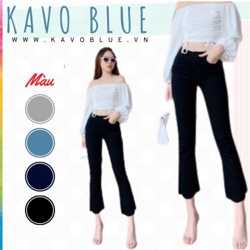 Quần Bò Nữ Dáng Loe Đen KAVO BLUE Lưng Cao Không Gấu Siêu Xinh LY511-20