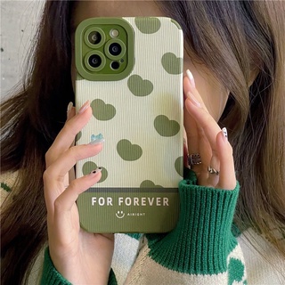 Màu xanh lá cây tình yêu iPhone12ProMax Ốp lưng điện thoại hình cô gái mới Bao da iPhone11 13 13Pro 13ProMax X XS XR XSMAX