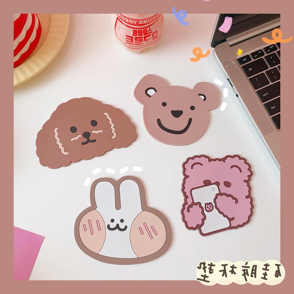 Đế Lót Ly Cách Nhiệt Chống Trượt Thiết Kế Hình Thỏ / Gấu Hoạt Hình Dễ Thương Phong Cách Nhật Bản