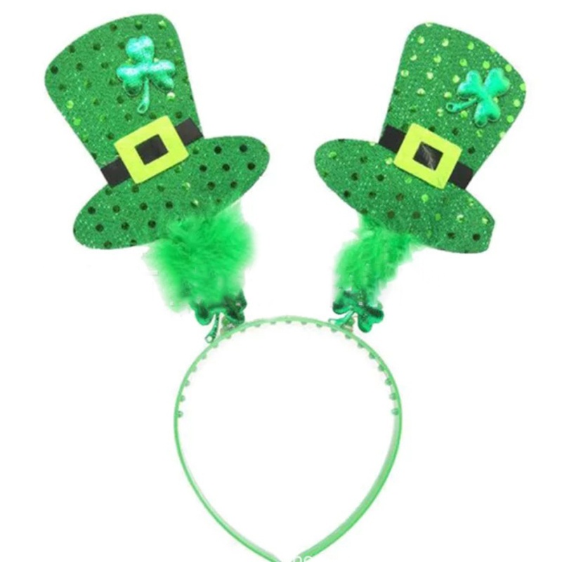 Flgo Băng Đô Hình Cỏ Bốn Lá Đính Kim Sa Lấp Lánh Màu Xanh Lá Cây Saint Patrick s Day Phong Cách Kỳ Nghỉ