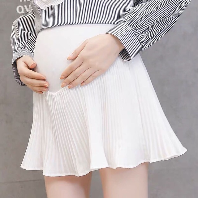 [ Hàng Hot ] 🤰chân váy ngắn xếp li mùa hè cho bà bầu🌸hàng quảng châu( sẵn hàng giao ngay)ảnh thật.