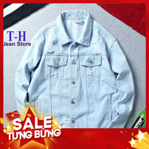 -HÀNG NHẬP KHẨU Áo khoác jean nam rách from rộng_màu xanh Liên hệ mua hàng 084.209.1989