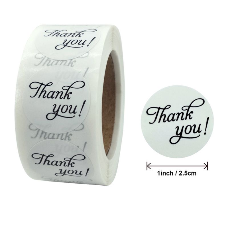 Cuộn 500 Nhãn Dán In Chữ Thank You Trang Trí Sổ Lưu Niệm