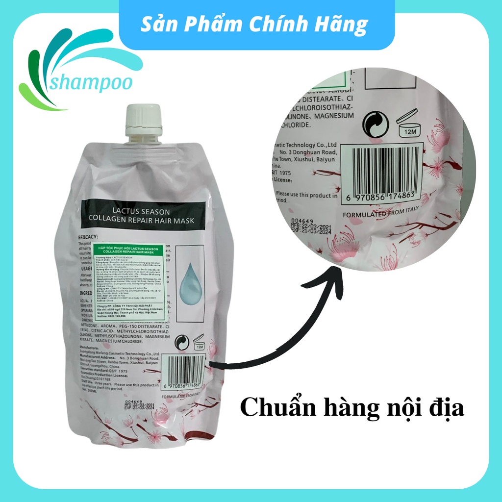 Kem ủ tóc collagen Lactus season dầu hấp tóc phục hồi hư tổn QH lactusseason 500ml