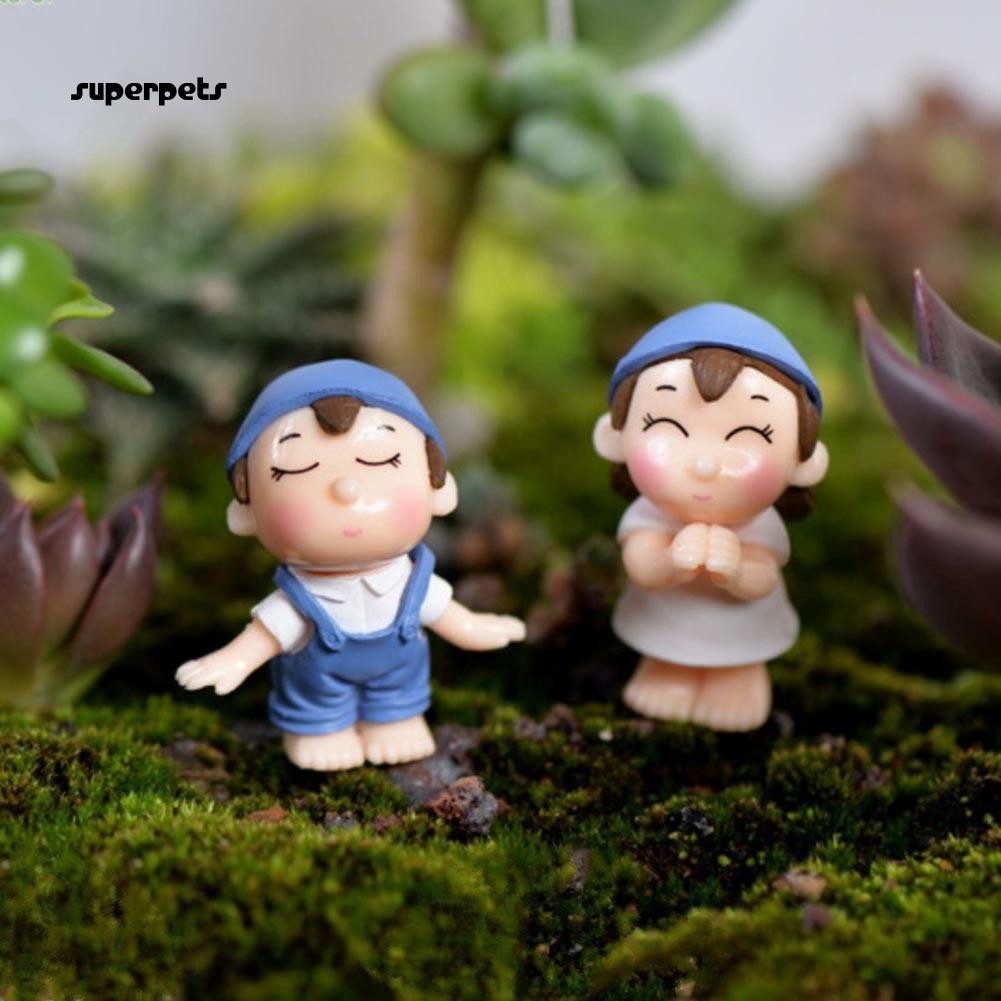 Cặp tượng hình bé trai và bé gái mini trang trí không gian