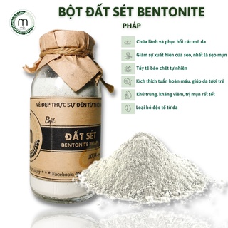 Bột mặt nạ đất sét Bentonite Pháp MỘC - thải độc, loại bỏ mụn bọc mụn trứng cá, kiềm dầu, tẩy tế bào chết chai 100/200ml