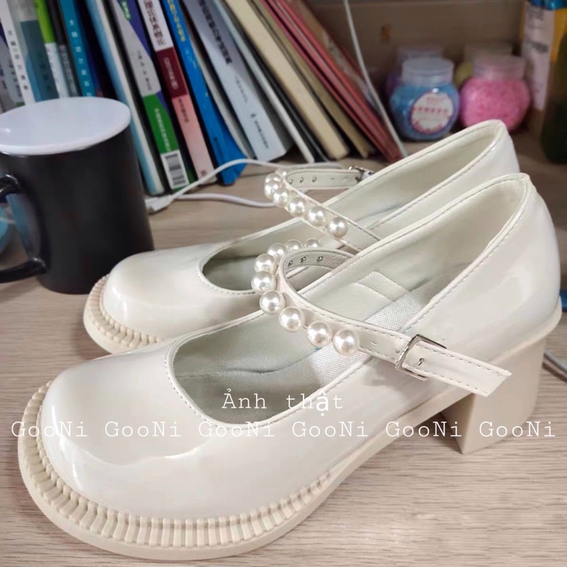 Giày maryjane đính ngọc phong cách Nhật Bản thời trang lolita dành cho nữ