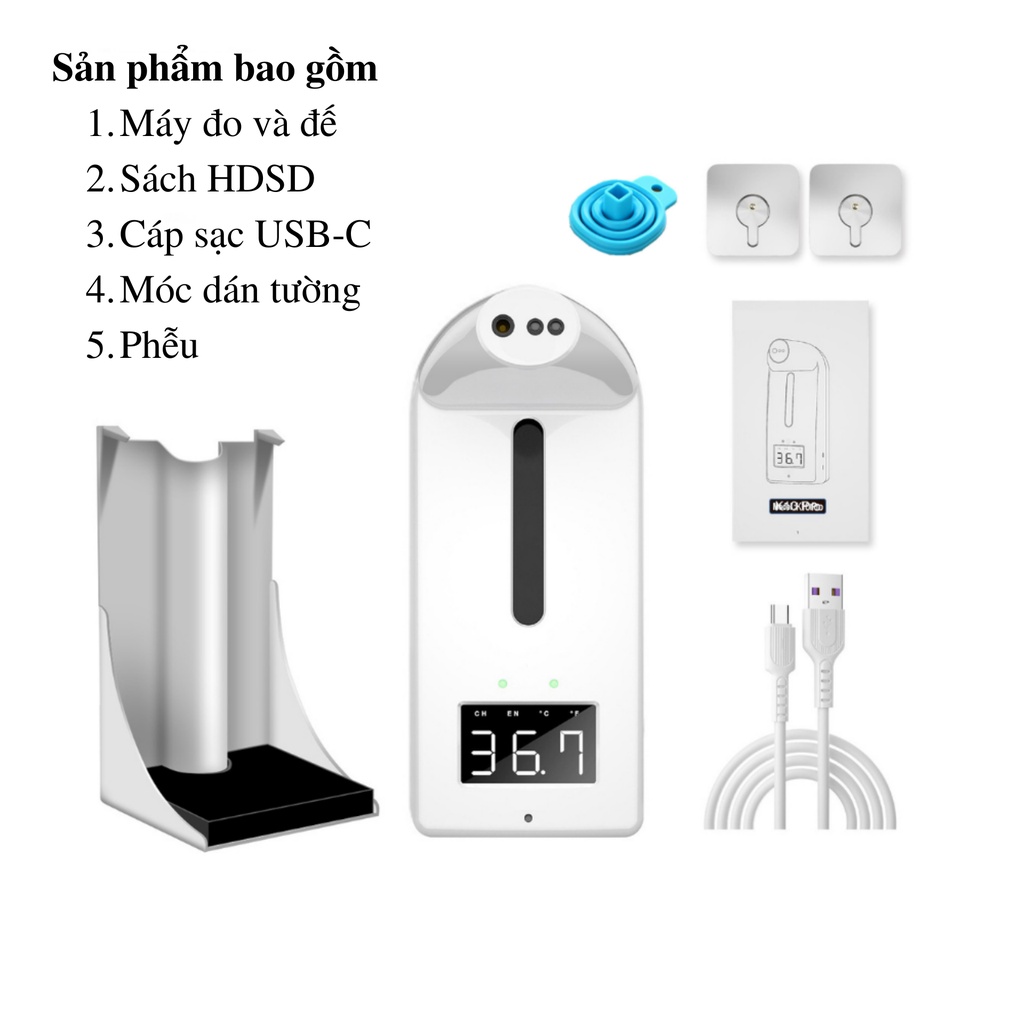 Máy đo thân nhiệt K10 Pro, sát khuẩn khử trùng tự động, có tiếng Việt, bảo hành 12 tháng