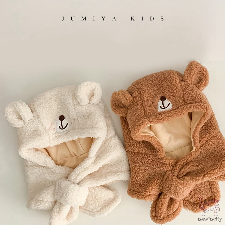 Mũ lông giữ ấm thiết kế tai gấu dễ thương xinh xắn cho bé gái