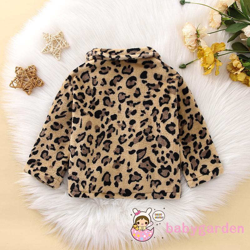 Áo Khoác Tay Dài Có Nút Họa Tiết Da Báo Thời Trang Cho Bé 1-5 Tuổi