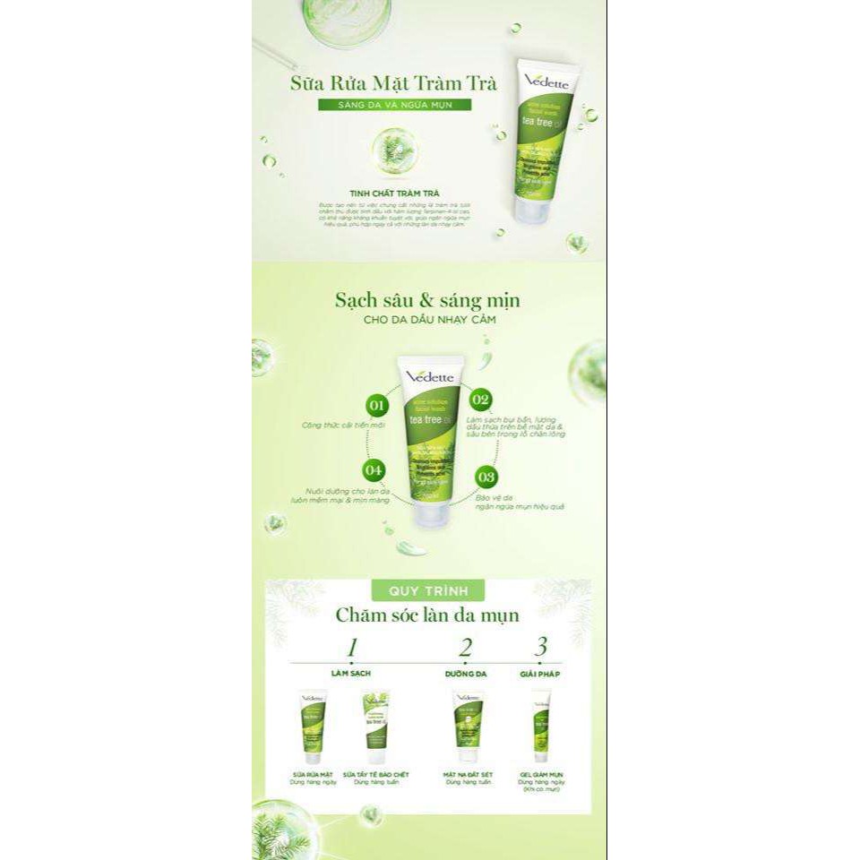  Sữa Rửa Mặt Tràm Trà 100ml Tea Tree Oil VEDETTE - SÁNG DA VÀ NGỪA MỤN - TP05001005013