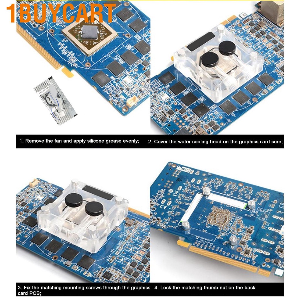 1buycart GPU Waterblock Liquid Cooler G1/4 Thread Computer Graphics Card Cooling Core Water Head Supports 43MM-52MM