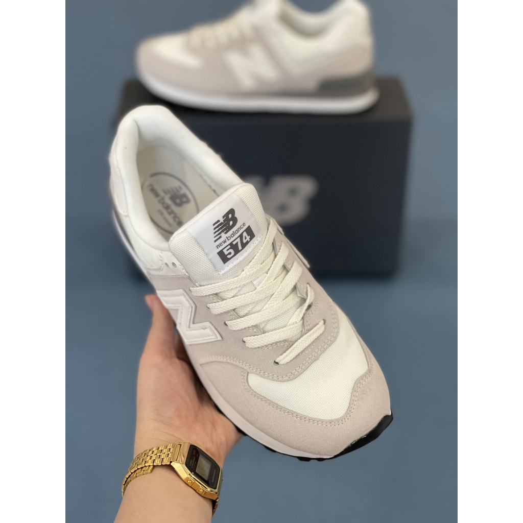 Giày Sneaker NB 574 Xám Be Fullbox, Giày thể thao nb 574 xám cổ thấp dày dặn, chắc tay, cực kì êm chân