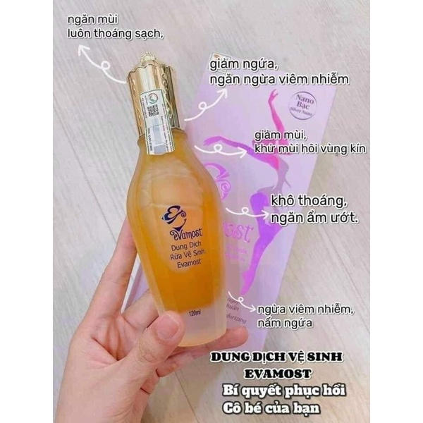 Dung Dịch Vệ Sinh Evamost, Dung Dịch Phụ Nữ EVAMOST 120ml ( phiên bản mới của Xuân Hồng ) ddvs Evamost Nhã Phương