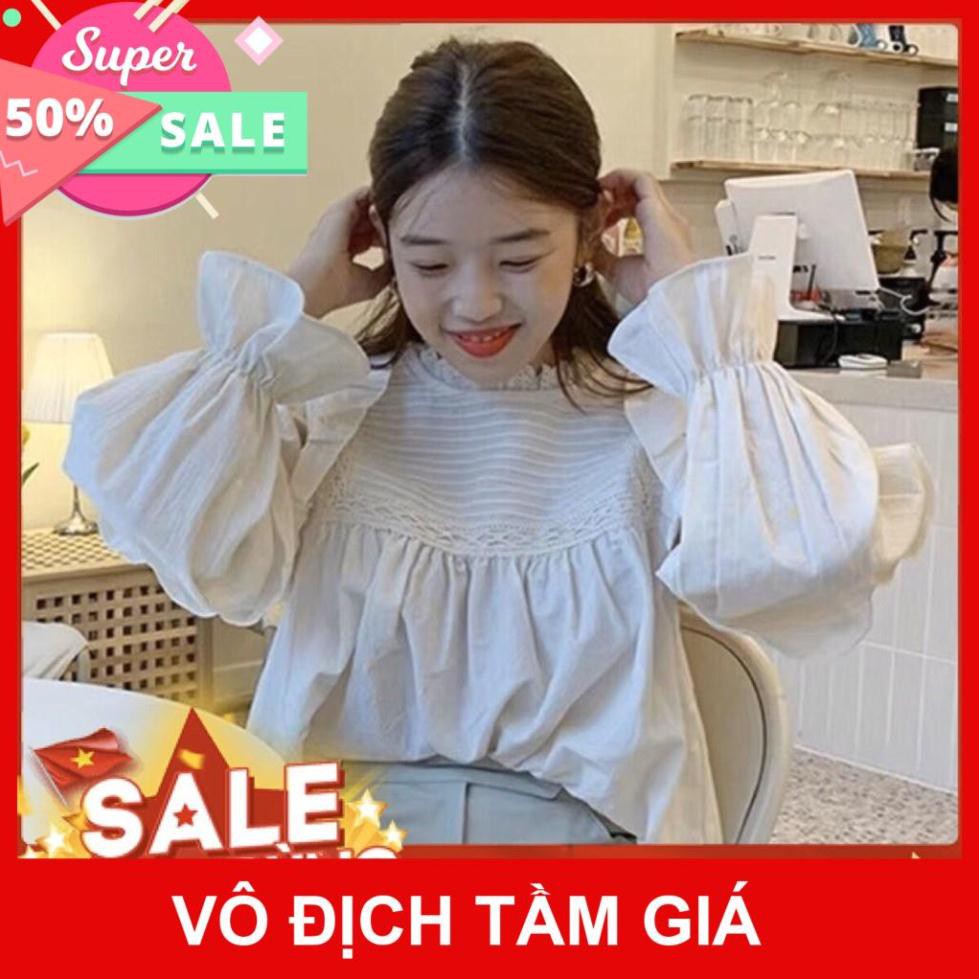 [Bão Sale] Áo Sơ Mi Cổ Trụ Bèo Tay Bồng Siêu Đẹp LN67