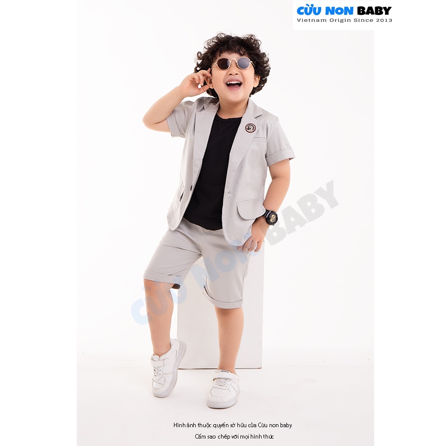Bộ Vest Ghile Bé Trai Công Tử Bạc Liêu Sang Chảnh + Tặng kèm áo thun  - Màu Xám