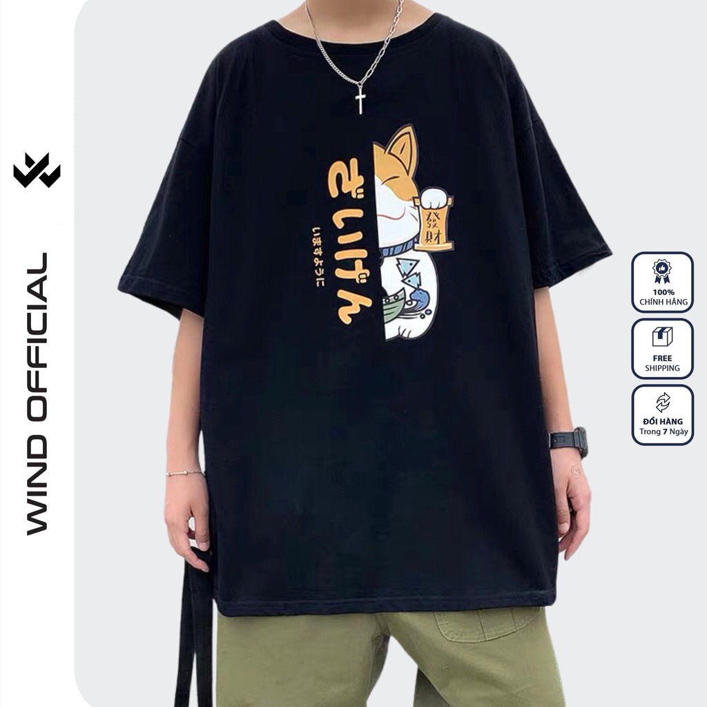 Áo thun tay lỡ WIND phông unisex form rộng Mèo Hàn nam nữ oversize ulzzang | BigBuy360 - bigbuy360.vn