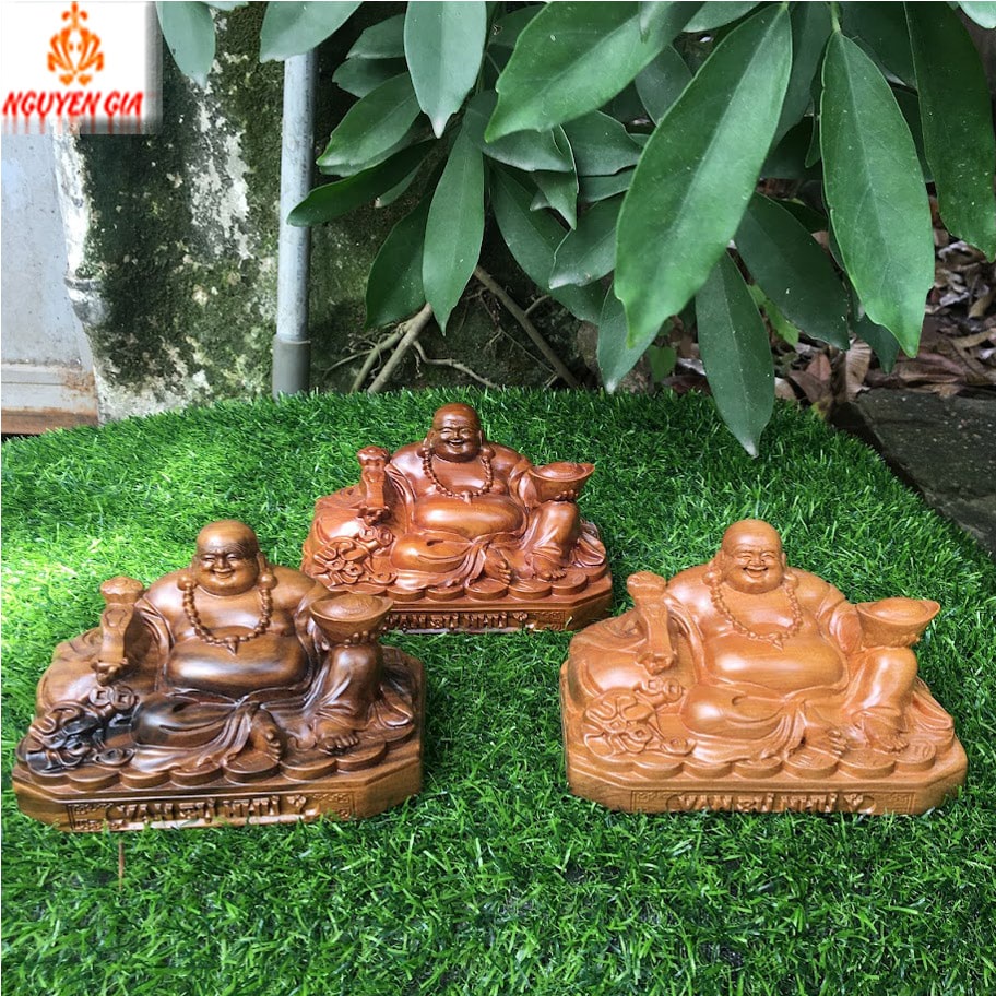 Tượng phật để xe ô tô Phật Di Lặc vạn sự như ý gỗ bách thơm mát trang trí taplo oto, để bàn