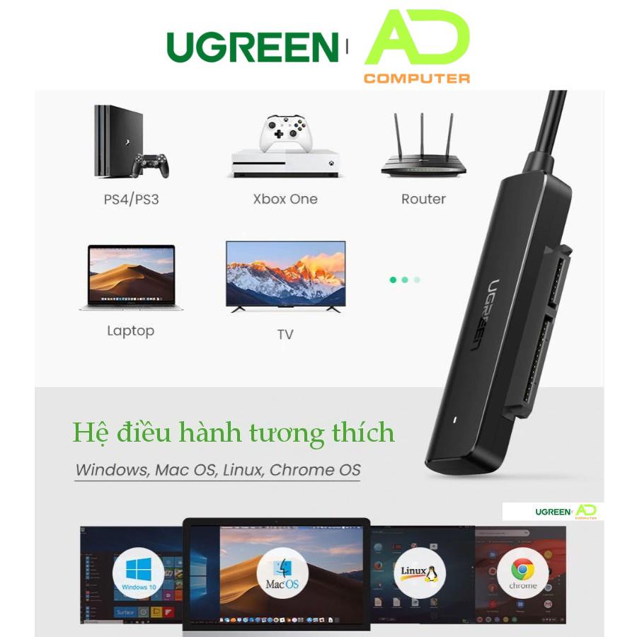 Cáp chuyển đổi USB 3.0 / USB type C sang Sata (7+15) cho ổ cứng ngoài SSD, HDD 2.5 inch, dài 50cm UGREEN CM321