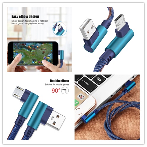 Dây Cáp Sạc Nhanh Qipin 1M 90 Độ Cổng Micro USB Type-c Cho Điện Thoại