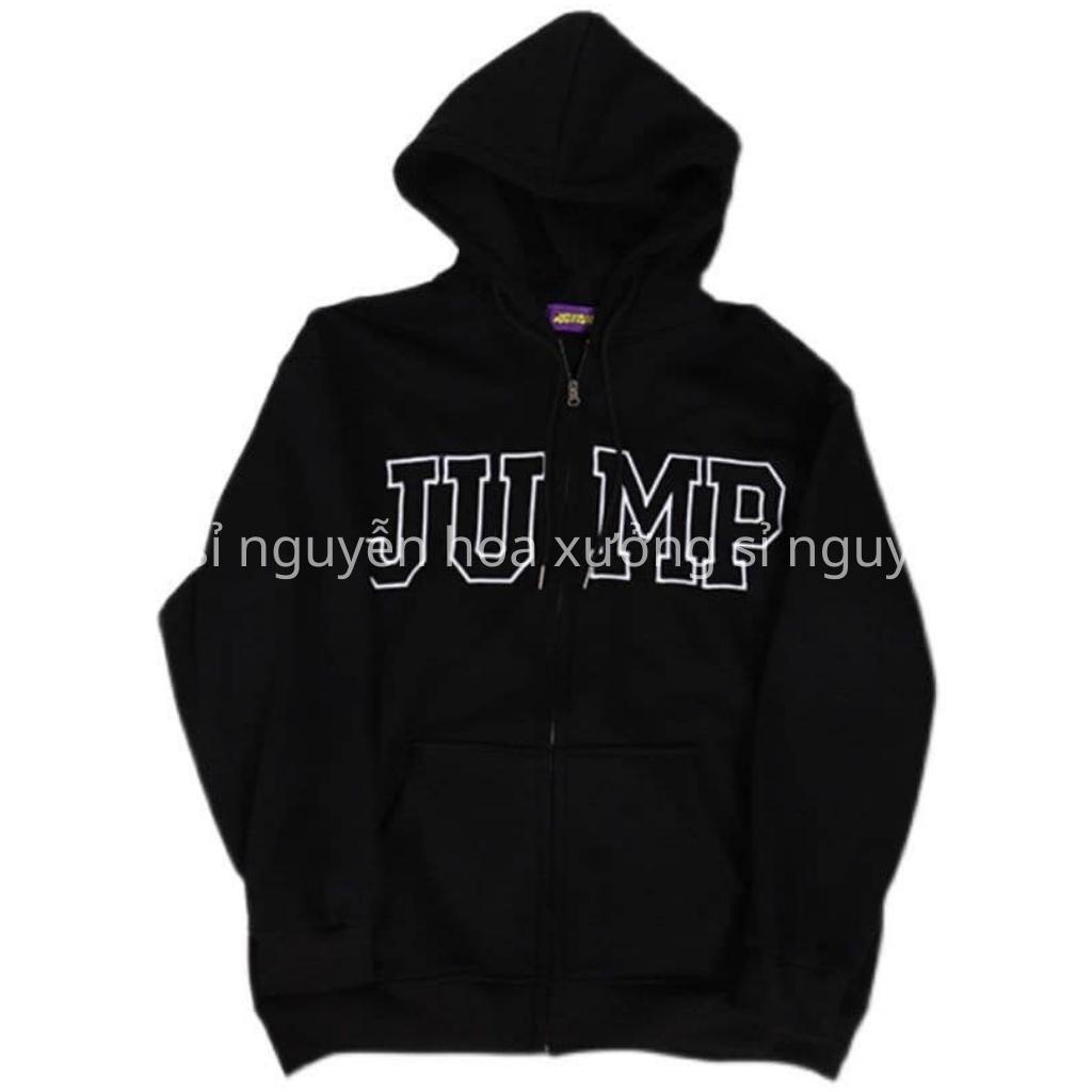 Áo khoác nỉ unisex Jump dáng rộng nam nữ mặc được 2 màu đen xanh than basic