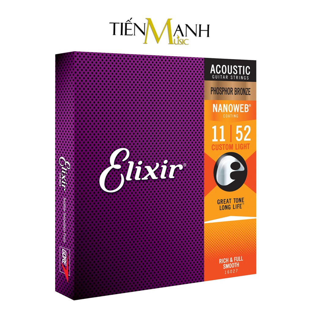 [Chính Hãng] Elixir 16002, 16027, 16052, 11002, 11027, 11052 Bộ Dây Đàn Guitar Acoustic Phosphor Bronze Phủ Lớp Nanoweb