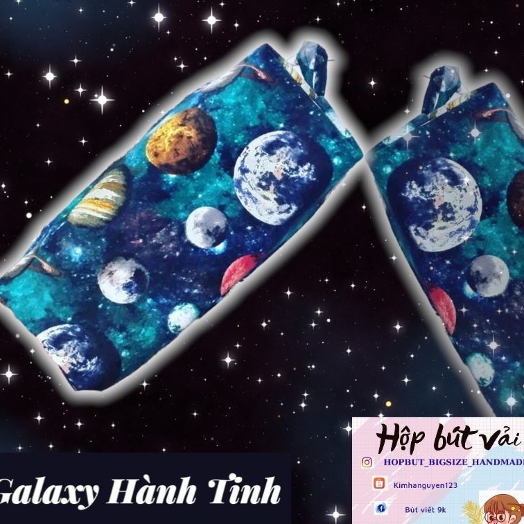 Hộp bút vải galaxy xanh