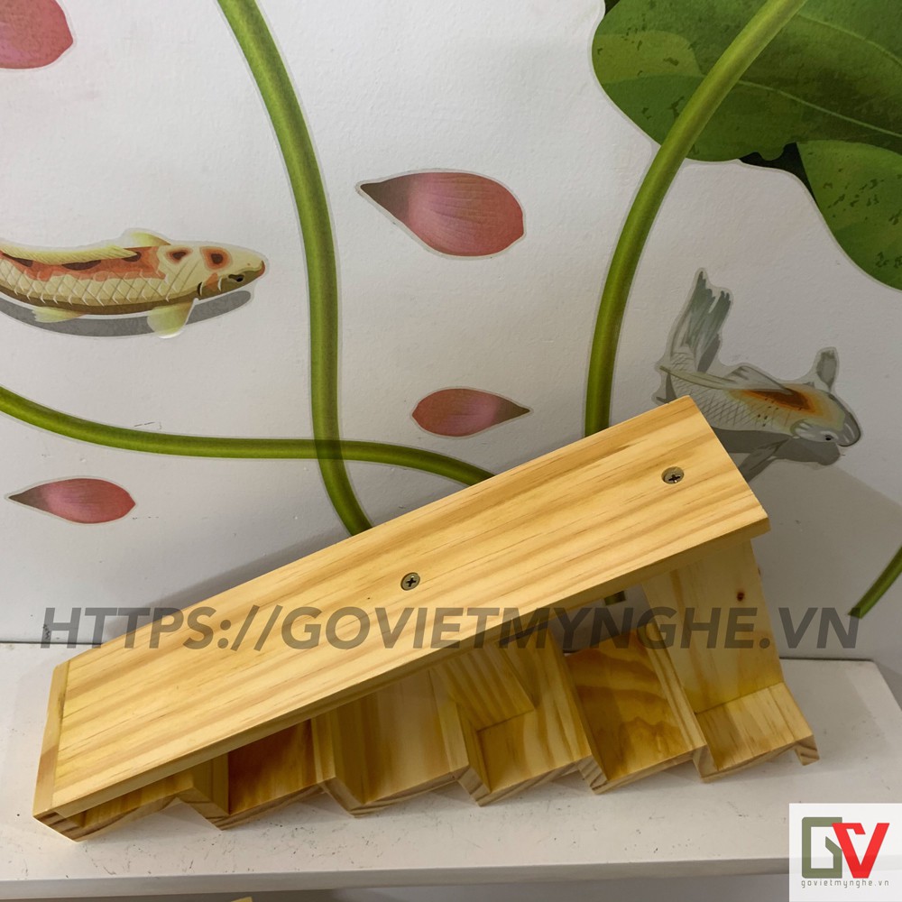 Khay gỗ bậc thang trang trí - Khay gỗ trang trí sushi bậc thang 6 tầng S - Gỗ thông tự nhiên