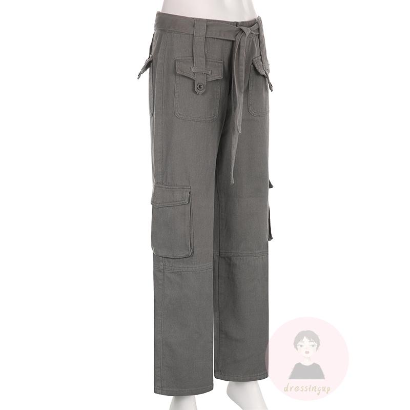 Quần Jeans Dài Ống Đứng Màu Trơn Có Túi Và Thắt Lưng Thời Trang Cho Nữ