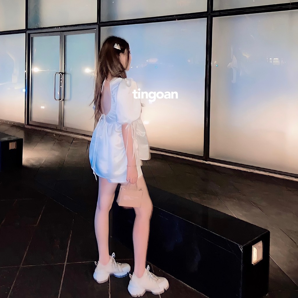 Áo babydoll tafta khoét lưng trắng tingoan CELINIE BLOUSE/WH | BigBuy360 - bigbuy360.vn