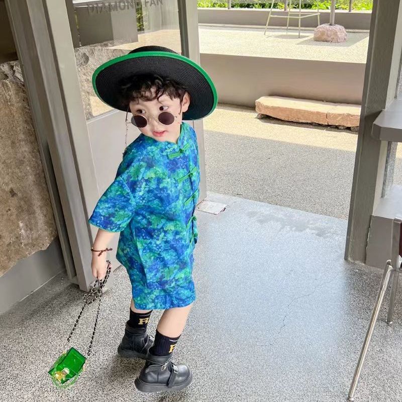 Bộ Áo Sơ Mi + Quần Short In Họa Tiết Phong Cách Trung Hoa Độc Đáo Thời Trang Mùa Hè Cho Nam