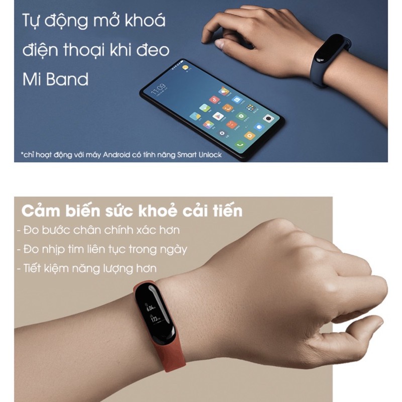 Vòng đeo tay thông minh Xiaomi Mi Band 3 Màn hình cảm ứng, đo nhịp tim, nhận cuộc gọi