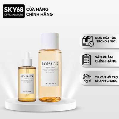 Combo 2 Sản Phẩm Toner + Serum Dưỡng Trắng Da Chiết Xuất Rau Má Skin1004 Madagascar Centella