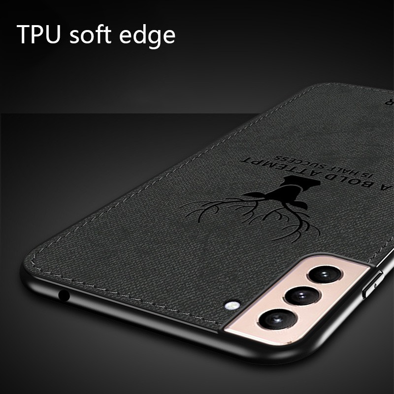 Ốp điện thoại PC viền mềm hình nai sừng tấm chống sốc cho Samsung Galaxy S21 S21 Plus Ultra 5G