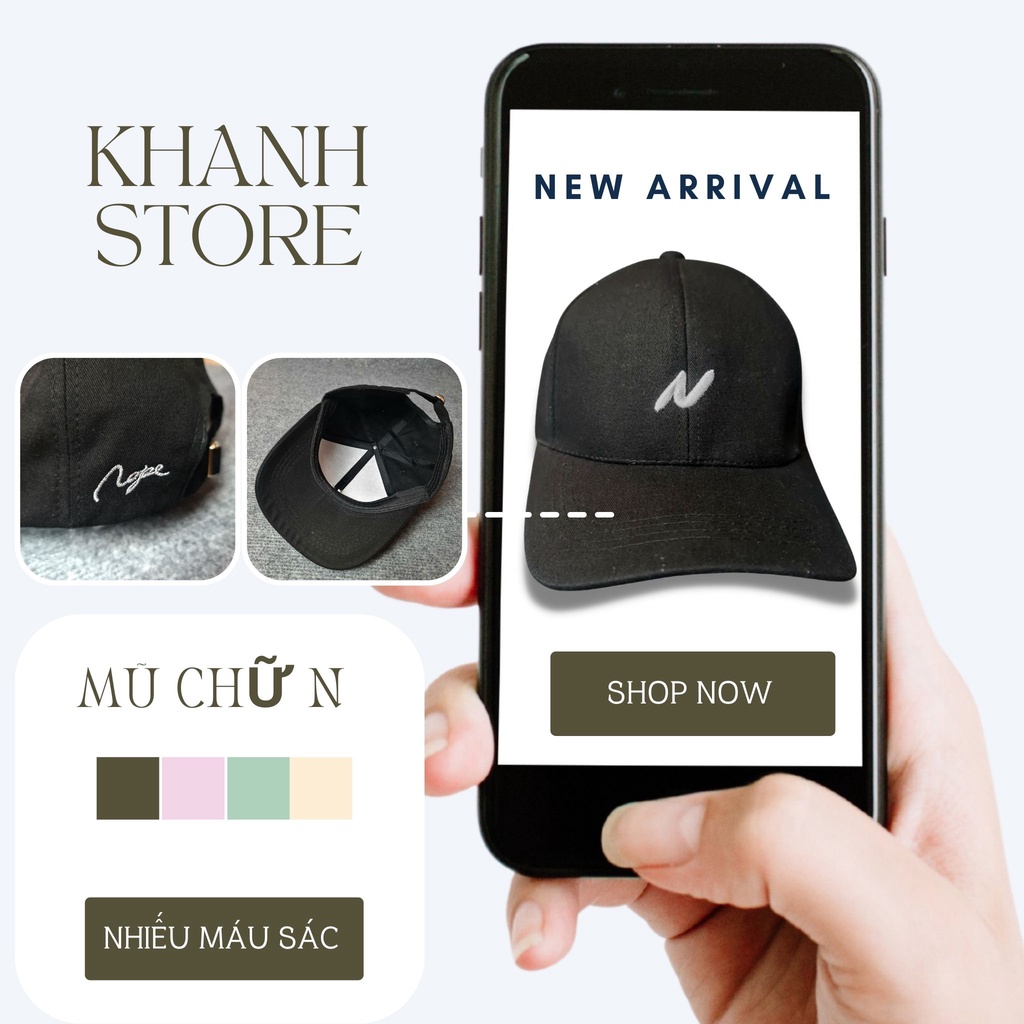 Mũ lưỡi trai, nón kết thêu hình chữ N phong cách ulzzang form unisex