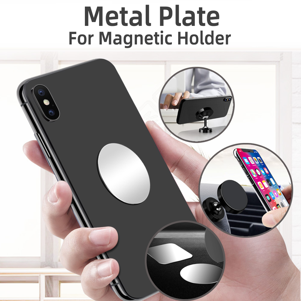 Ankndo Car Phone Holder Metal Plate Magnetic Holder Round Square Sticker iron Sheet for Mobile Tablet Magnet Disk Desk Car Stand