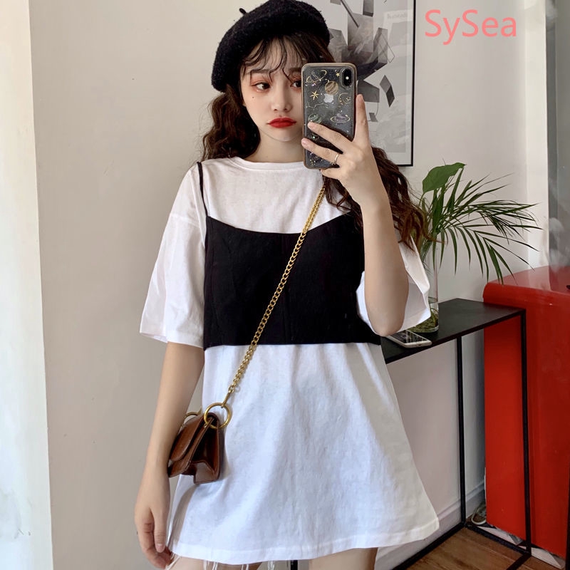 Two Pieces Women's Summer Short Sleeve Casual Loose T-shirt