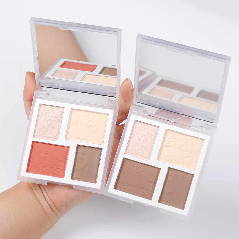 Bảng Phấn Bắt Sáng/Tạo Khối Minshzee 4 Màu Lì Làm Sáng Da