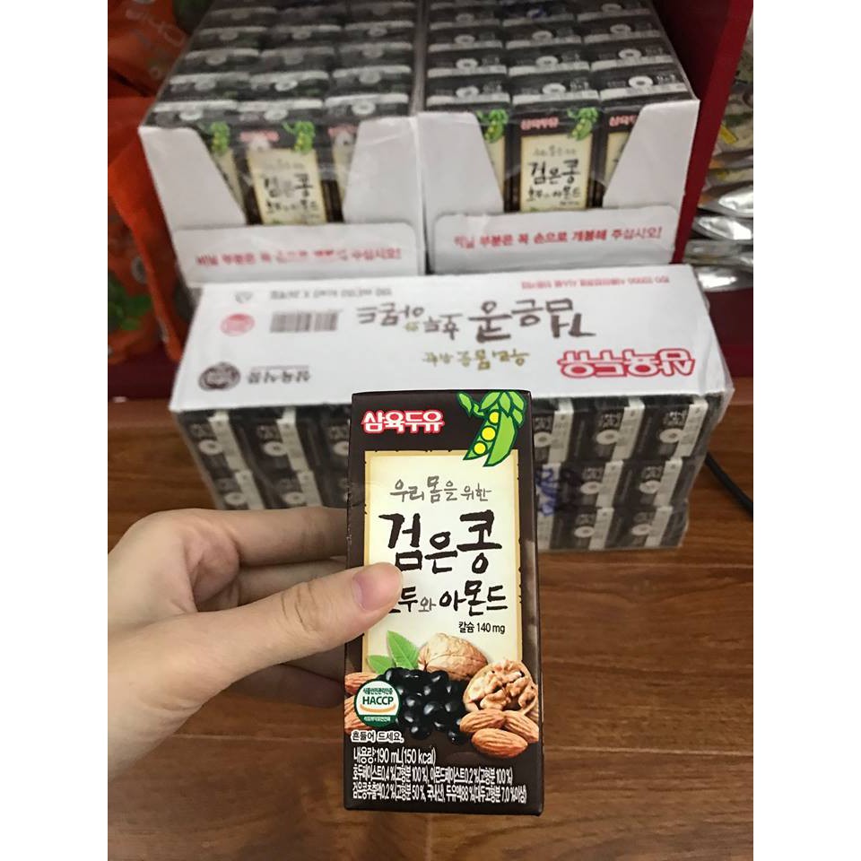 Thùng 24 hộp Sữa Óc Chó Hạnh Nhân Đậu Đen Hàn Quốc 24x190ml