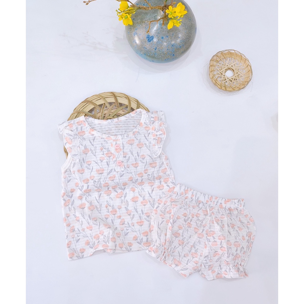 [Rẻ vô địch] Set Đồ Bộ Cánh Tiên Quần Nhún 1 Mặc Nhà Cho Bé Gái Từ 1 - 5 Tuổi - DB8003