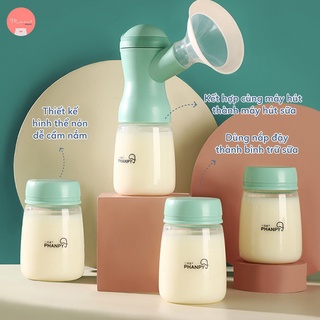 [Có sẵn] Bộ 3 bình đựng sữa 200ml nhựa PP (màu xanh) | PHANPY