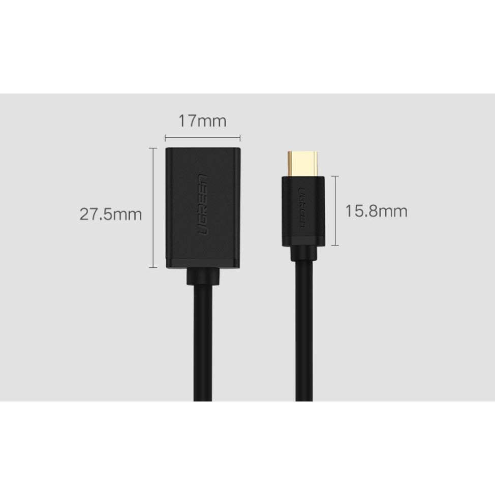 Cáp OTG USB Type C to USB 3.0 Ugreen 30701 Màu Đen - Hàng chính hãng