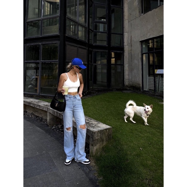 - QUẦN JEANS XANH RÁCH GỐI - STREET STYLE