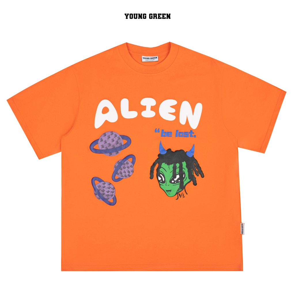 Áo thun YOUNG GREEN Alien "Be Lost" in lụa - Chất liệu 100% thun cotton vải 250gsm