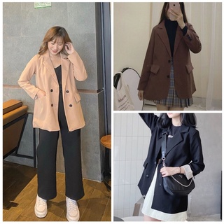 Áo blazer nữ 2 lớp túi nắp - Áo vest màu đen ulzzang NhimShop BZ02