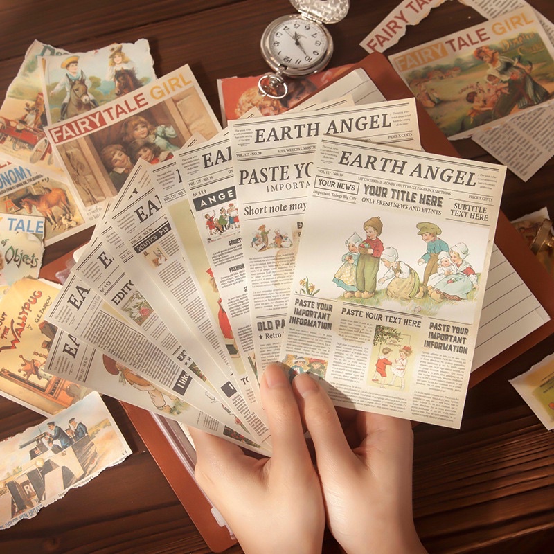 Set 60 Tờ Giấy Báo Chữ Phong Cách Vintage Cổ Điển Trang Trí Bullet Journal Mẫu Mới 2022