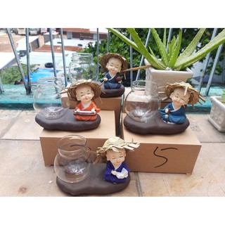 Tượng chú tiểu bộ tứ tuyệt kèm lọ