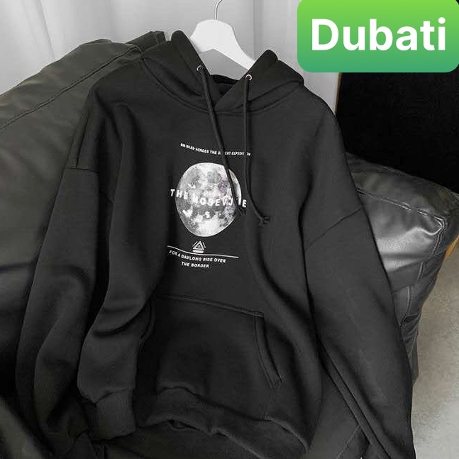 ÁO KHOÁC HOODIE NAM NỮ CHẤT NỈ DÀY PHOM FROM RỘNG ĐEN MẶT TRĂNG SÀNH ĐIỆU HOT NHẤT 2021 -DUBATI FASHION